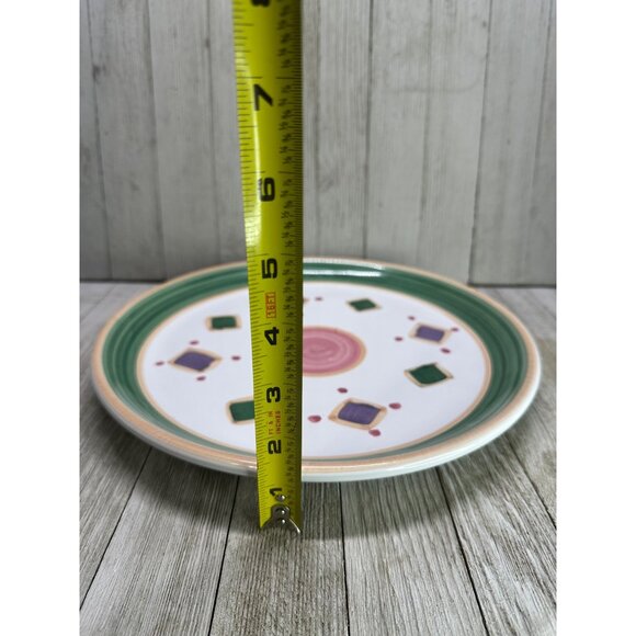 Vtg Caleca Belvidere Geometric Dinner Plate Hand Painted Italy 11" DIA Set of 2 - Picture 7 of 7